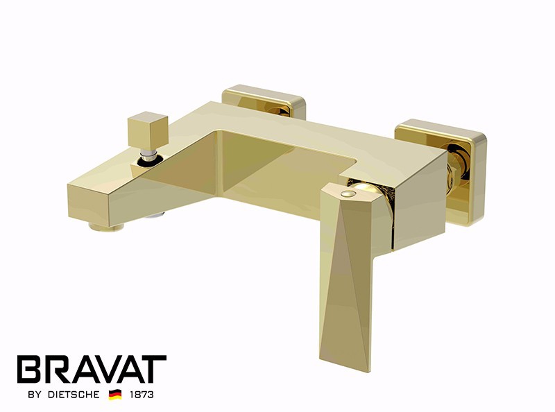 Lubz Gold Finish Wall Mount Bathtub Shower Mixer